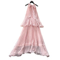 French halter sleeveless sweet age-reducing pleated dress women's summer high waist cake skirt fairy vacation style long skirt