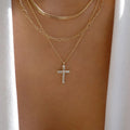fashionnew arrival jewelry accessible luxury style diamond-encrusted necklace women's alloy cross stacked multi-layer necklace