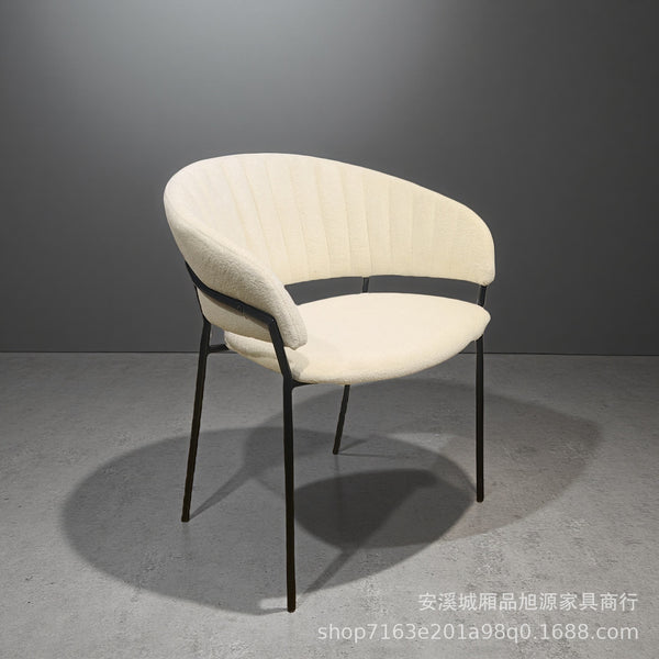 Nordic home bedroom designer dressing chair Internet celebrity creative cafe metal wrought iron casual chair lamb wool