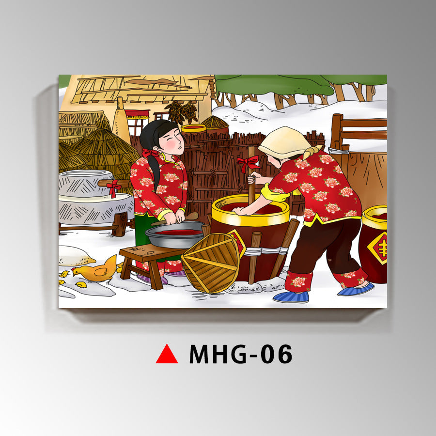 Northeast eight monsters decorative painting ethnic customs wall decoration mural agritainment hotel box background wall hanging painting