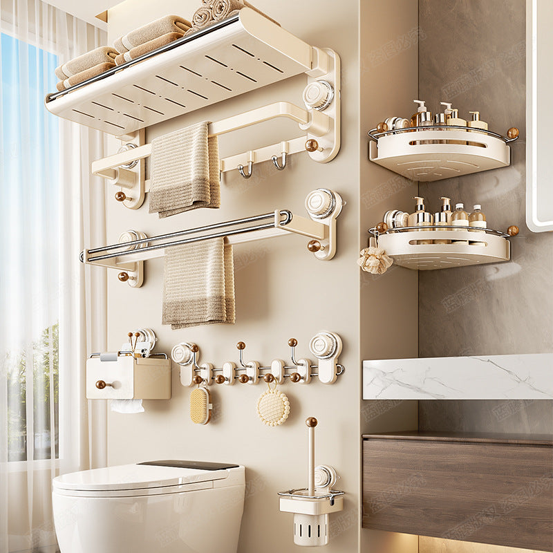 Suction cup, towel rack, toilet free punching, bathroom towel rack, bathroom rack, toilet cream wind pendant set.