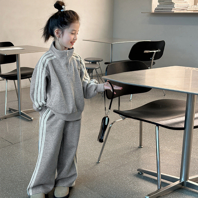 Girls' activewear set - autumn  new collection: stylish and trendy children's clothing, chic kids' spring/autumn sweatshirt and sweatpants two-piece set