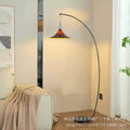 Black curved fishing floor lamp caramel gradient tapered handmade glass sofa wabi-sabi cream style living room study