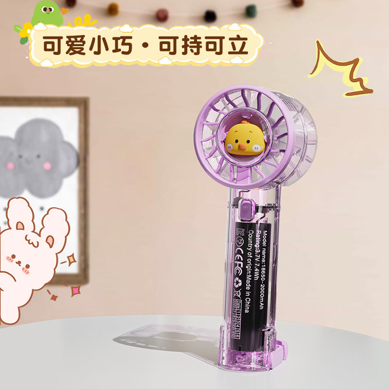2026 new cross-border transparent handheld fan - mini outdoor portable turbine fan with carabiner clip - student fan