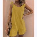 summer   hot-selling solid color cotton linen patch pocket fashion jumpsuit