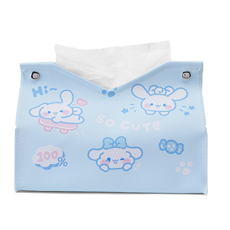 Cute cartoon naughty dog tissue box household car universal pumping paper box large capacity napkin paper box storage box