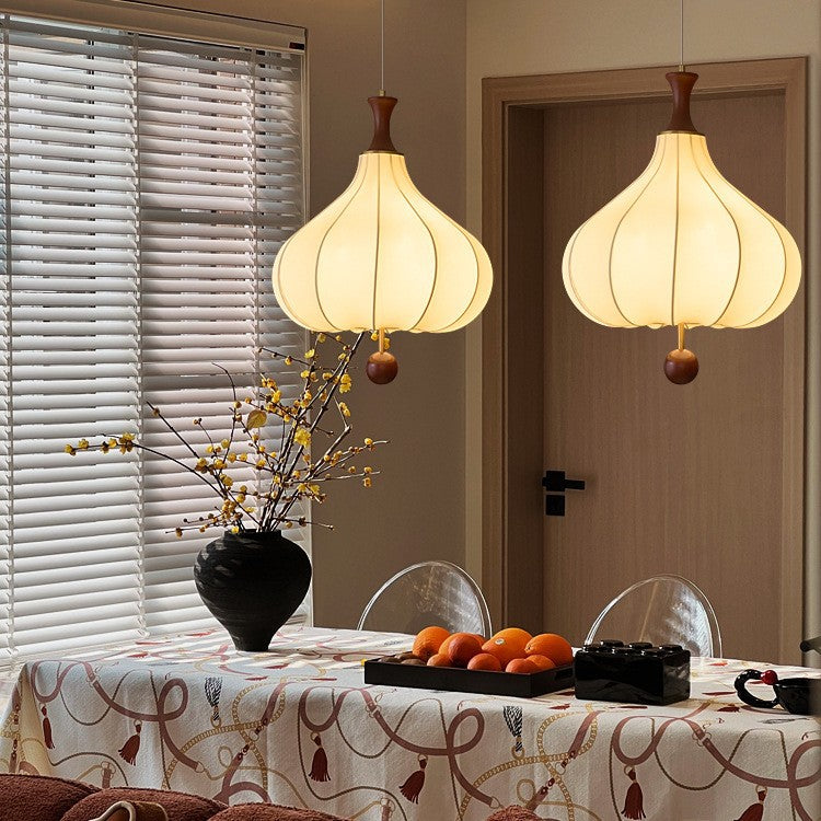 Vintage medieval fabric chandelier restaurant light wabi-sabi wind new Chinese zen bedroom light study light Zhongshan lamp