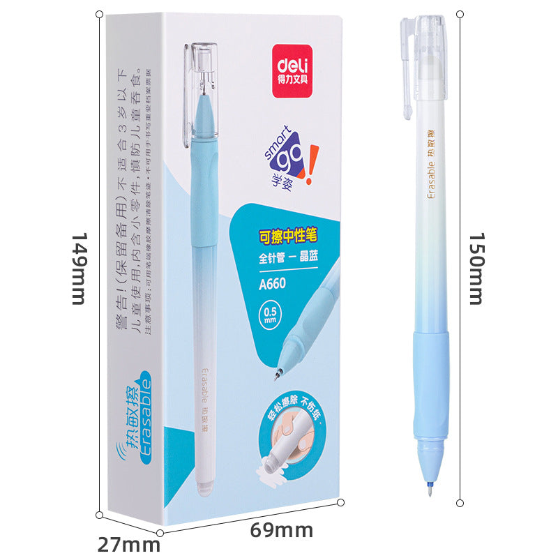 Deli A660 erasable neutral pen 0.5mm black small fresh neutral pen thermal erasable pen eraser fountain pen