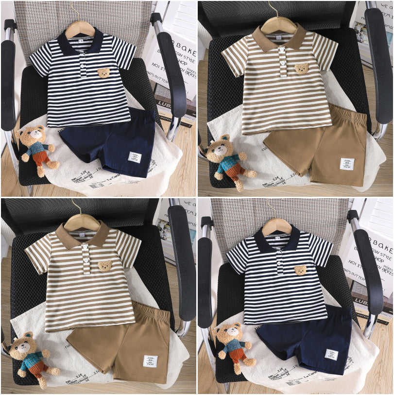 Boys' summer outfit set:  new cool & stylish short-sleeve two-piece set for baby boys - trendy summer fashion for kids