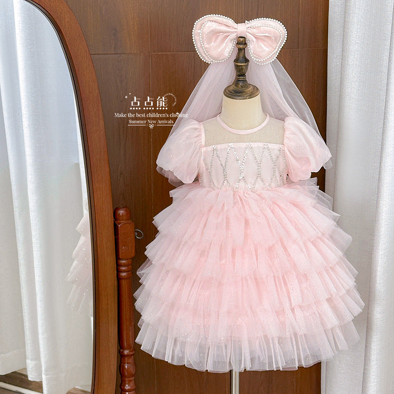 Girls' princess dress summer  new style girl's tulle dress chic baby birthday dress super fairy