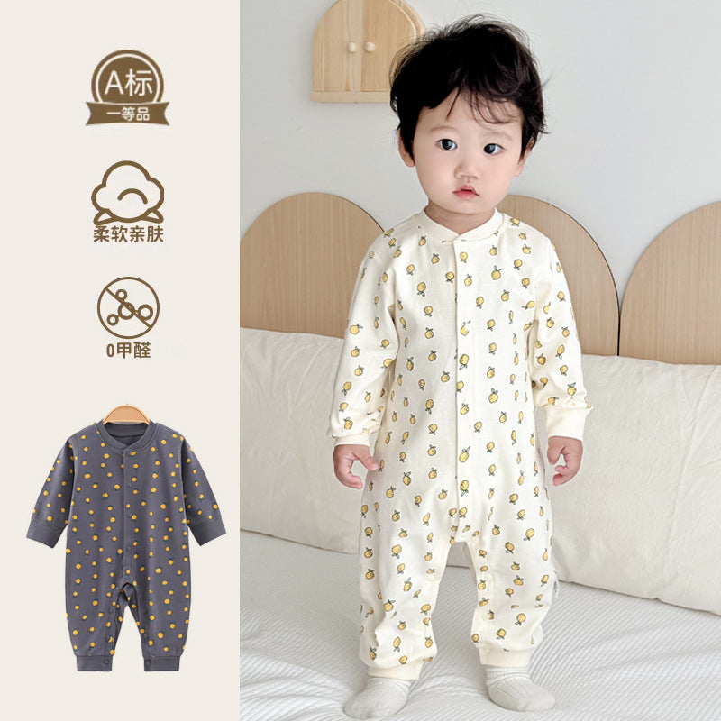 Baby cotton romper - newborn long sleeve bodysuit - autumn baby crawling suit
