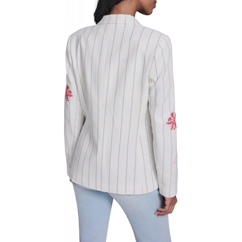 Amazon fashionstripeslong sleeves suit outwear women springnew arrivalfashionretroeleganttops