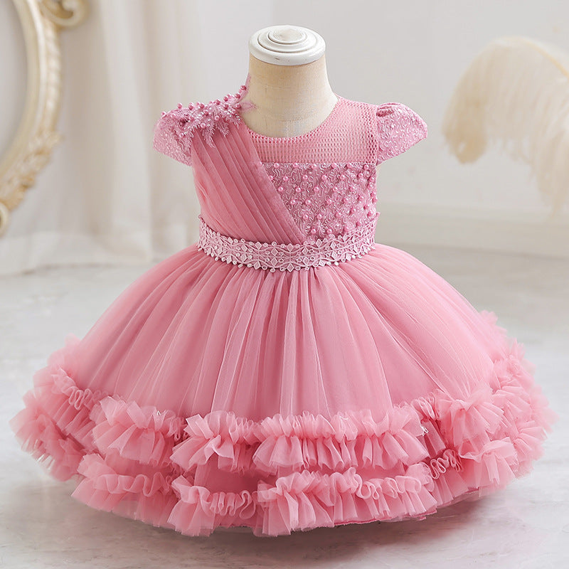 Fashionin stocknew arrival baby girl tutu gauze cake princess dress first birthday evening dress dressgirl dress