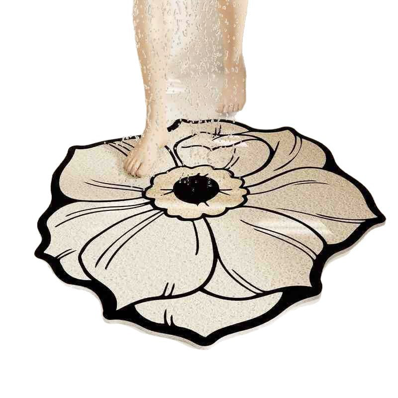 Special-shaped flower bathroom non-slip floor mat cut out wire loop shower room anti-fall foot mat bathroom bathtub drain foot mat
