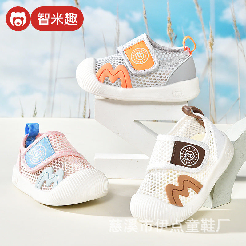 Baby sandals for boys, summer first walker shoes, 0-1-2 years old infant anti-slip soft sole mesh shoes for babies and toddlers, baby girl shoes