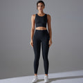 All-in-one high-strength shockproof yoga vest suit nude antibacterial inner elastic sports fitness two-piece set for women