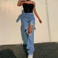 fashion cross-border summer new arrival loosestylish ripped straight-legcasual pants jeans for women