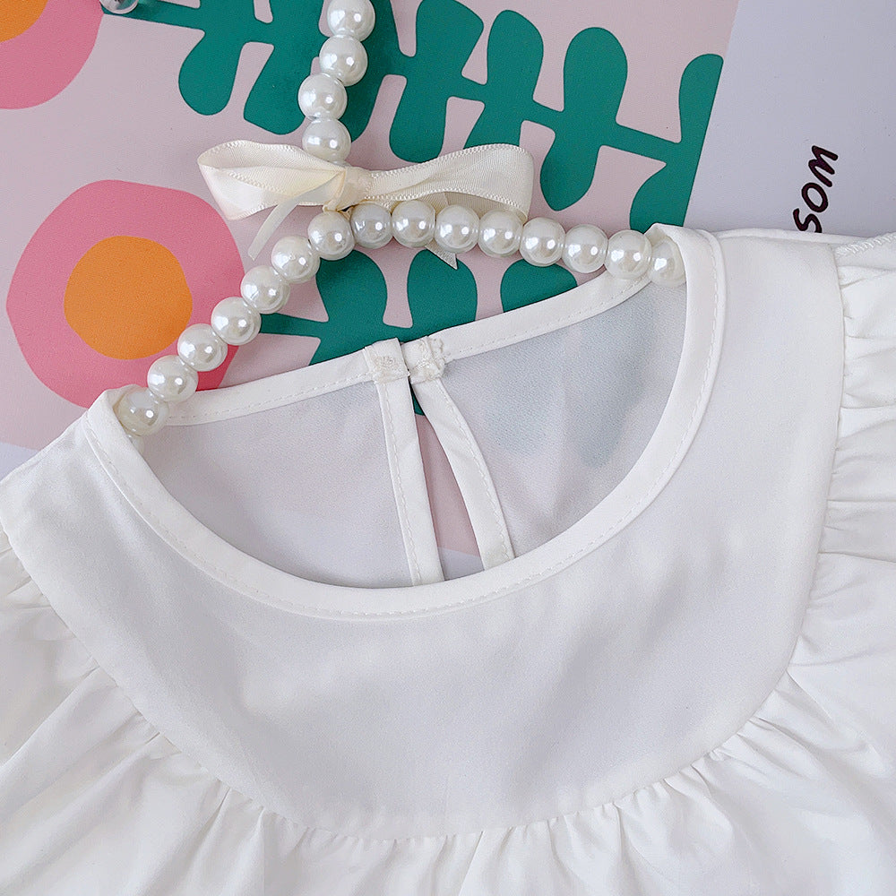Autumn new arrivals: korean style girls' large lace collar shirt - kids' elegant solid color top, versatile blouse wholesale