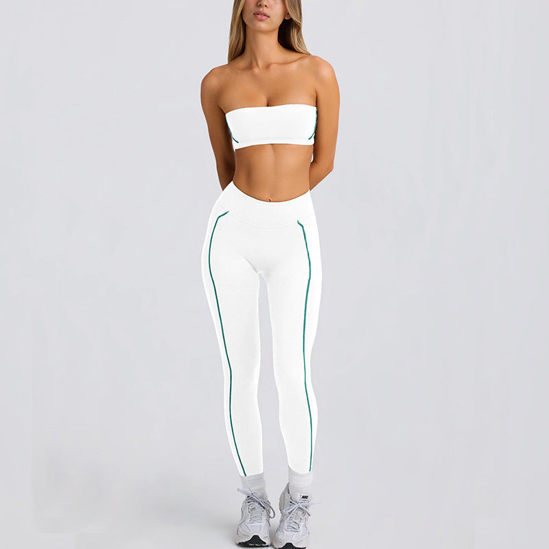 Tube toptops strapless pants high elastic back sports intimates bra non-slip running pilates yoga suit