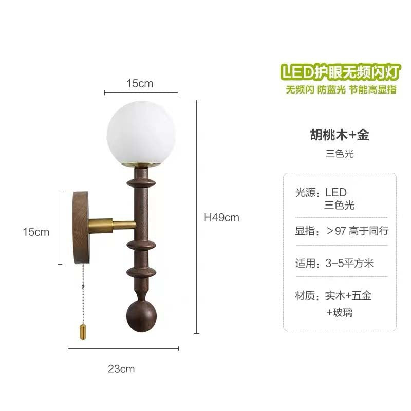 three lights and one house, French medieval wall lamp, creative and warm bedside bedroom lamp, aisle led window solid wood lamp