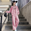 Girls' spring/autumn casual two-piece set:  new fashion wide-leg pants solid color activewear set - stylish and trendy