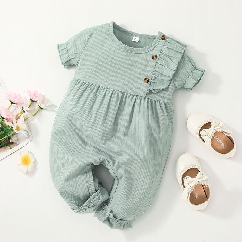 Kids' summer fashion: girls' short-sleeve romper - baby & toddler onesie, casual & simple, 100% cotton