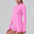 Autumn yoga long sleeve activewear fashion fitness jacket slim fit women's top zipper sun protection breathable outerwear
