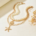 Imitation pearl starfish pendant wholesale european and american cross-border vacation style seaside necklace retro shell necklace jewelry