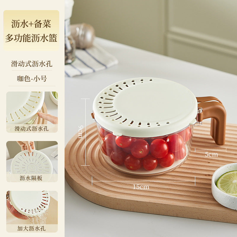 Multifunctional drain basket vegetable basin folding handle vegetable basket household kitchen refrigerator fresh-keeping box vegetable grater