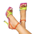 Women's multicolor high heels fashion evening party simple thin strap buckle sexy minimalist women's sandals cross-border amazon