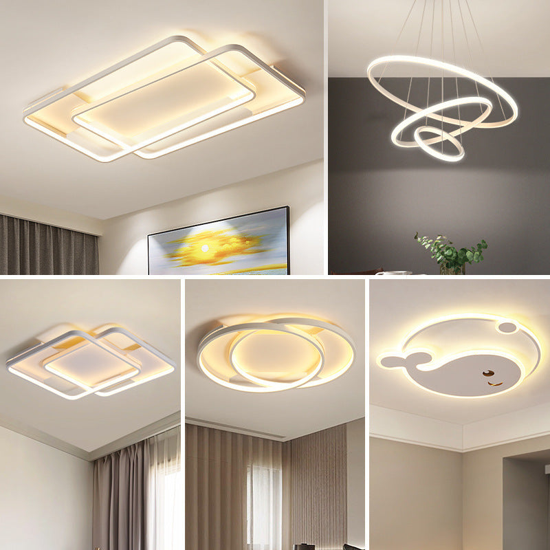 Tmall Lighting Modern Simple Atmosphere Whole House Lighting Combination Package Cream Wind Tmall Genie Smart Living Room Light