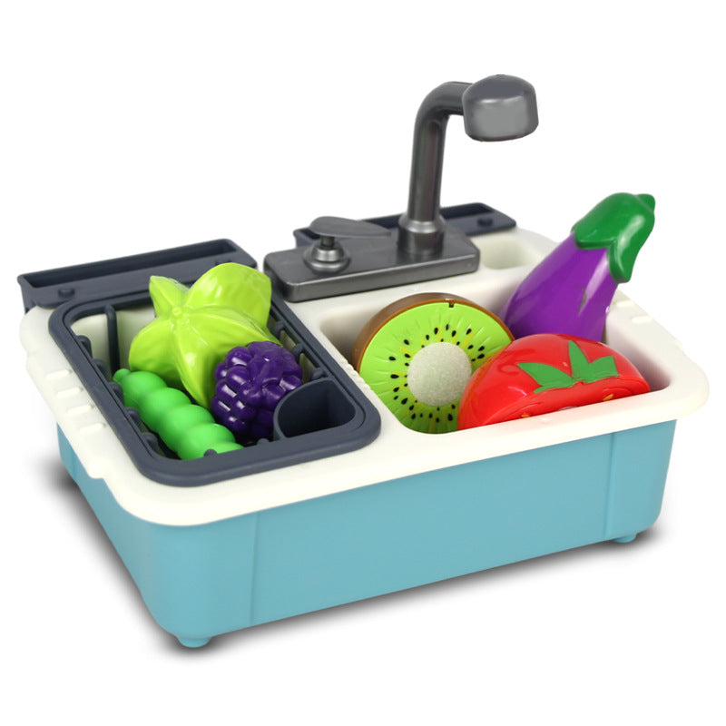 Realistic kitchen pretend play set for babies - mini cooking playset with table, utensils, appliances, and small fridge