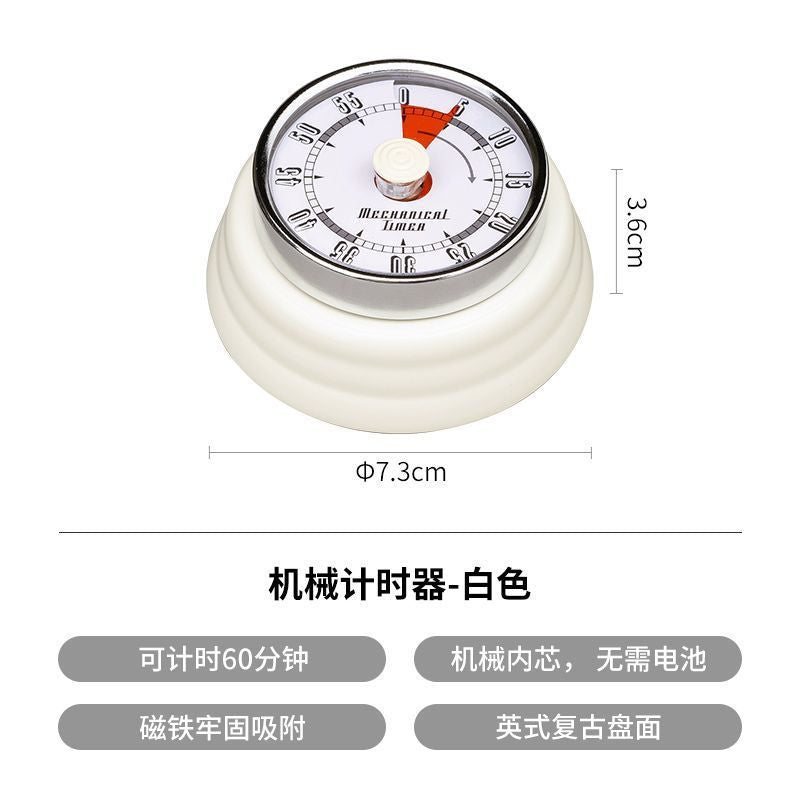 Mechanical kitchen timer - visual time management alarm with countdown & magnetic attachment