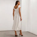Zr wholesale foreign trade: european and american style women's fashion printed sexy backless slim-fit casual camisole maxi dress