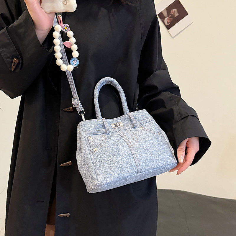 Autumn high-end messenger bag women's 2025 new creative fashion retro blue handbag trendy shoulder bag