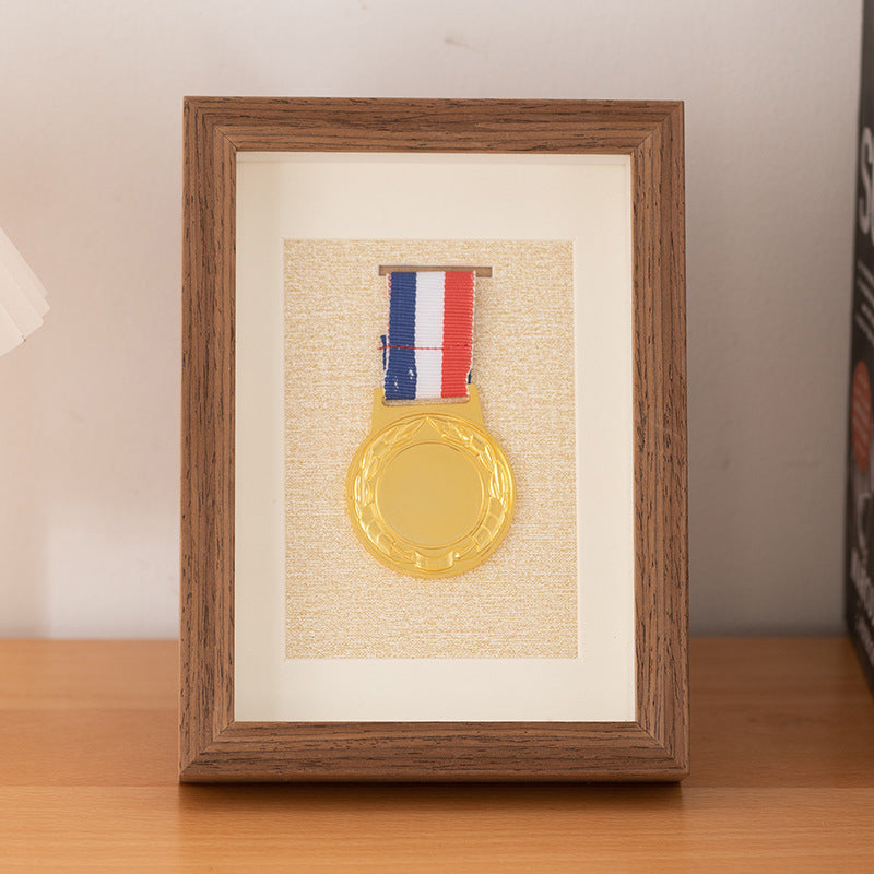 Wooden photo frame table medal storage display photo frame marathon gold medal hollow picture frame 10 inch keep medal