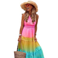 Summer new arrivals: women's sexy deep v sleeveless chiffon dress - patchwork midi dress for  &