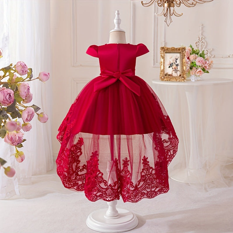 Amazon cross-border new arrival girl performance skirt trailing lace mesh tutu birthday party skirt baby dress