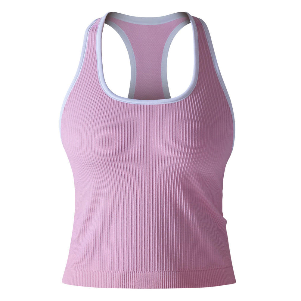 New ribbed knit yoga tank top - sleeveless u-neck, quick-dry, breathable, compression fit for running, sports, and fitness