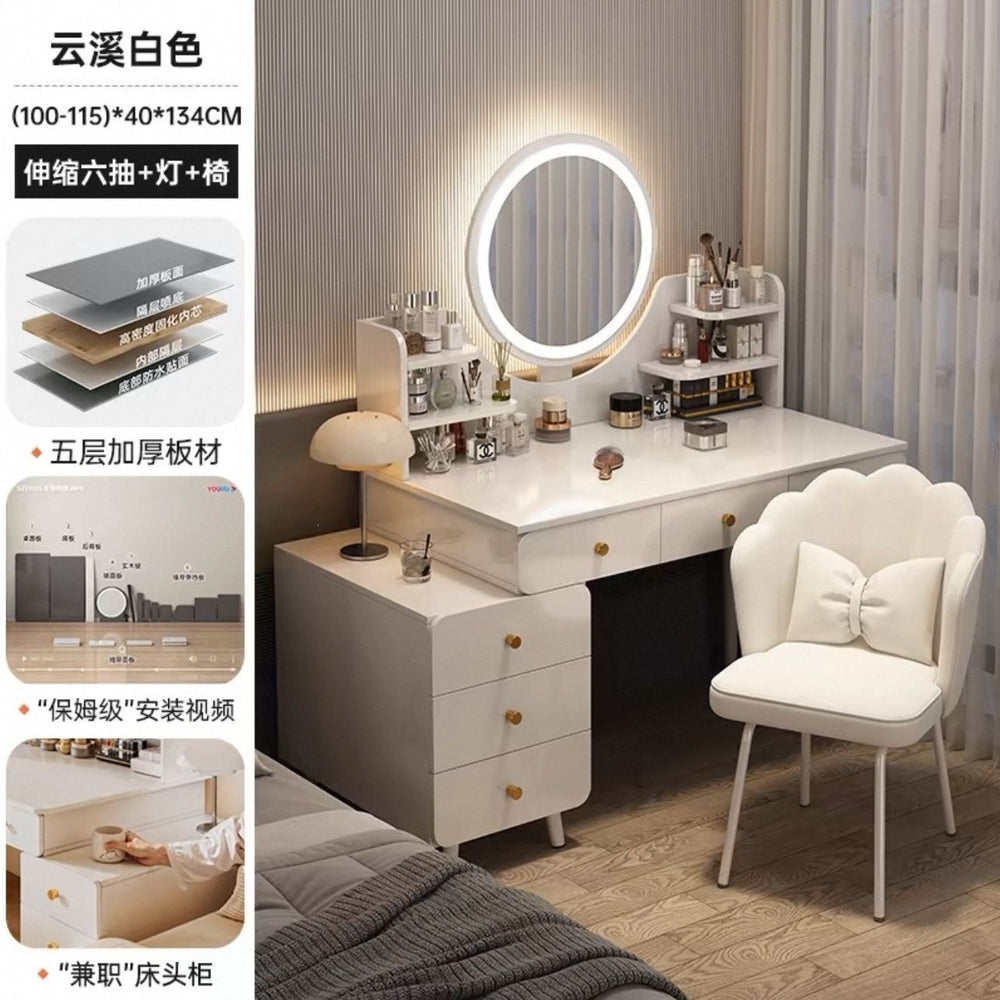 Bedroom dressing table for home chest of drawers all-in-one makeup table small apartment room multifunctional storage retractable dressing table