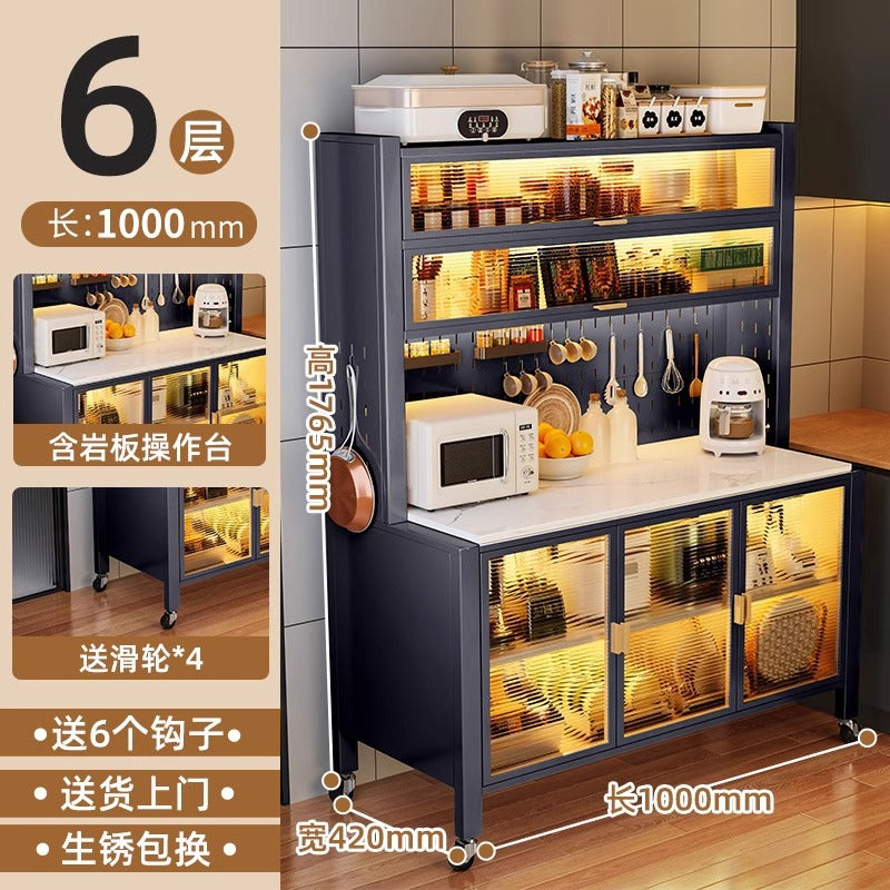 Kitchen storage cabinet thickened dustproof sideboard floor-standing multi-layer microwave oven storage cabinet cupboard with door cupboard