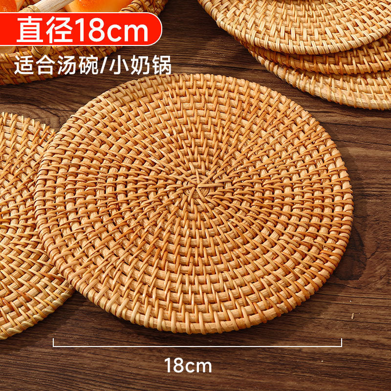 Rattan insulation mat oven mitts pot mat bowl mat high temperature resistant dining table mat plate mat coaster teapot holder casserole weaving