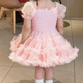 Lingfeng clothing girls' puff sleeve dress -  summer collection - stylish bowknot cake dress for children's day
