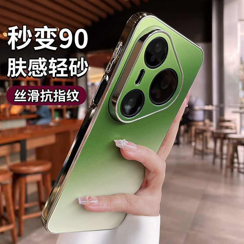 Suitable for huawei pura90promax gradient color mobile phone case, which instantly turns into a new orange sea frosted anti-fall protective case