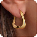 Luxury chic minimalist triangle earrings for women - titanium steel k-gold plated geometric studs
