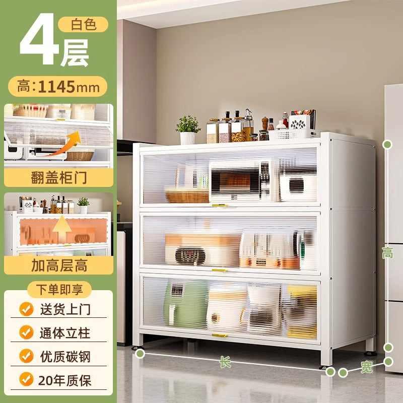 Household multi-functional cabinet with doors, bookshelf, dustproof storage cabinet, freestanding multi-layer storage unit, kitchen organizer shelf