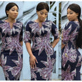 African women's plus size half-open collar dress - leopard print bodycon pencil skirt - available on  &