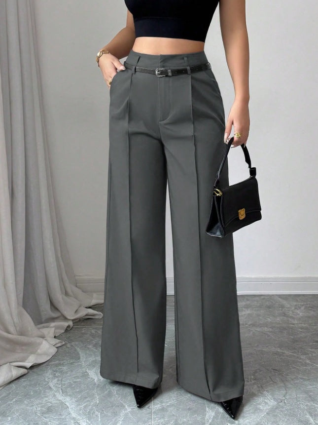 fashionfall and winternew arrivalladies casualelegantwork clothinghigh waistloosestraight-legpants suit pants