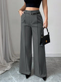 fashionfall and winternew arrivalladies casualelegantwork clothinghigh waistloosestraight-legpants suit pants
