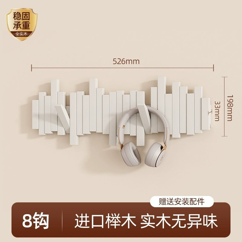 Solid wood piano key hanging hanger, entrance wall hanging, no punching, strong and durable storage, hanging bag, coat rack